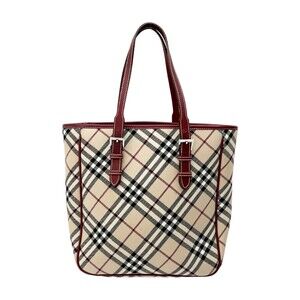 Burberry BLUE LABEL handbag Nova check canvas leather red
